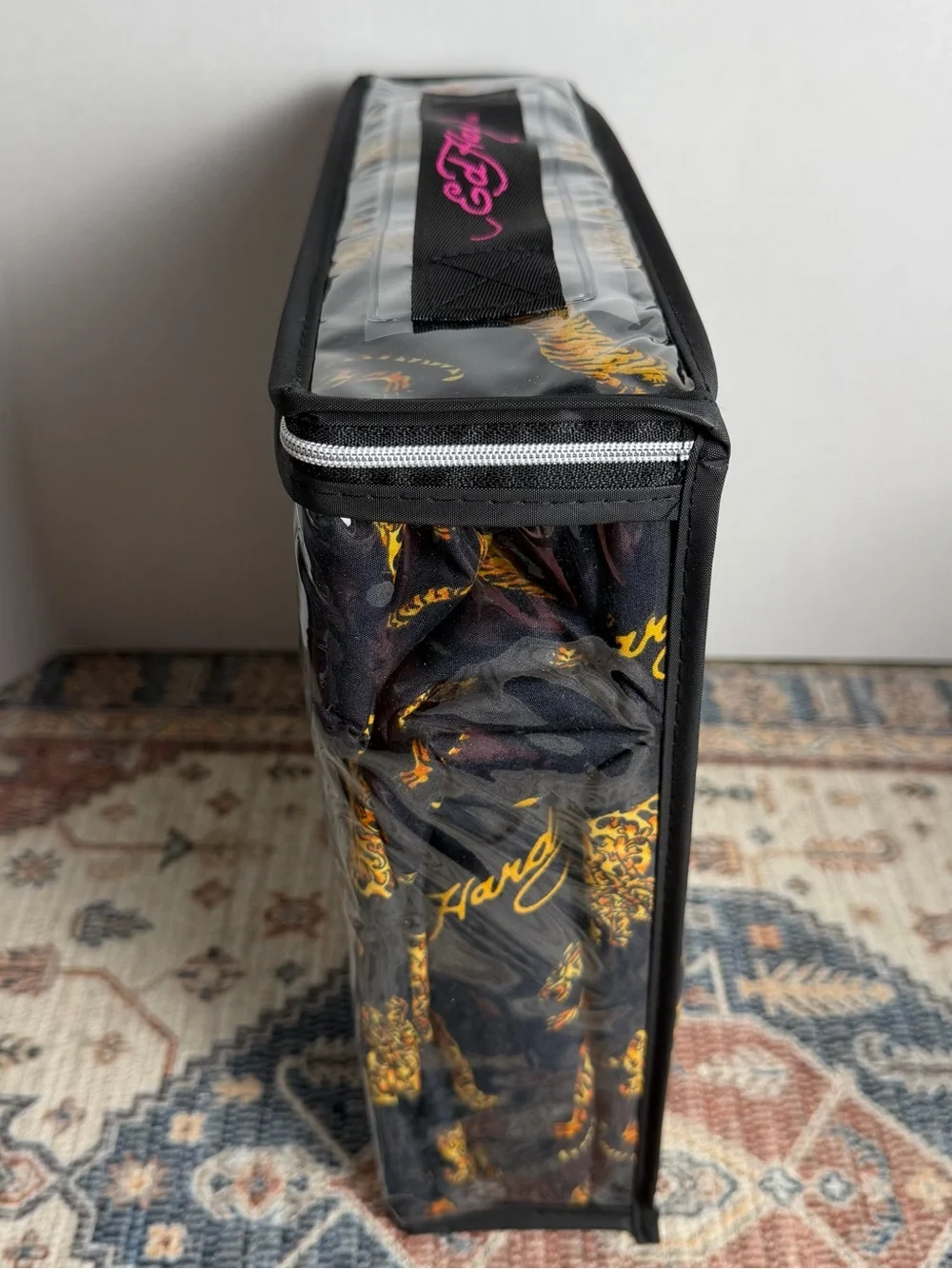 Ed Hardy Black Sheet Set with Gold and Orange Tiger Motif
